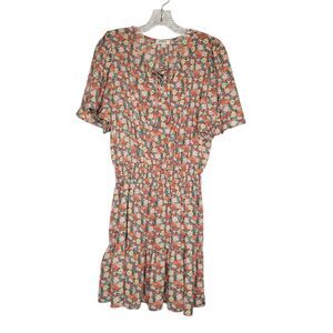 Umgee Floral Tiered Ruffle Smocked Dress Boho Bloomcore Festival Large Western